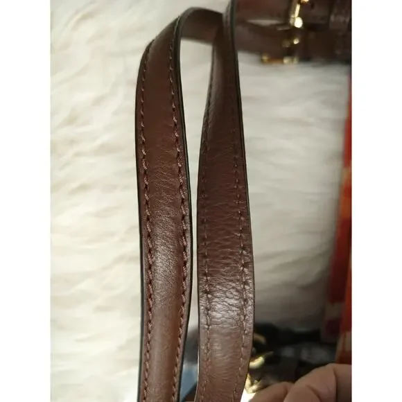 5207) Michael Kors Jet Set Tie Die Persimmon Orange Canvas Tote Leather Handle - Picture 8 of 9